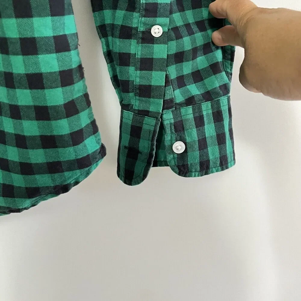 J.Crew Shirt Mens Green Plaid Button Down Slim Fit Oxford Collared Cotton L